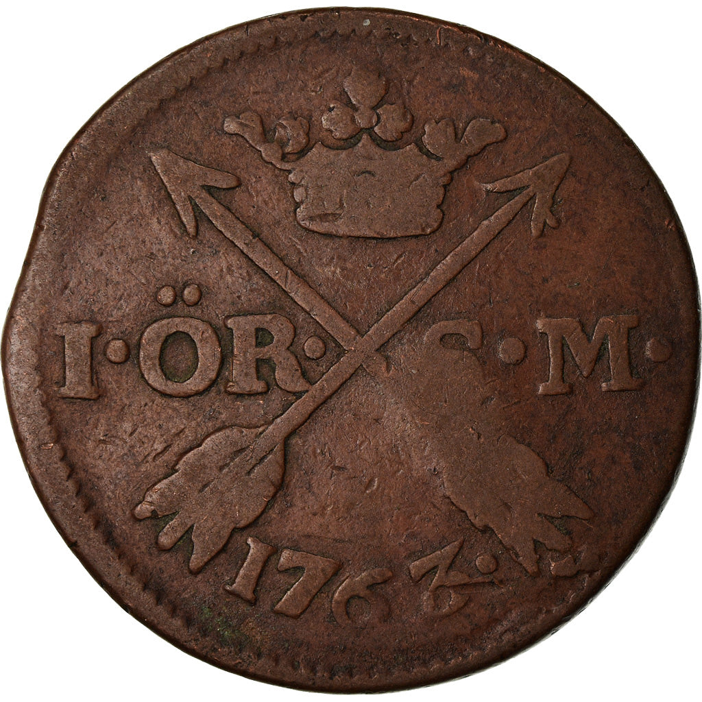 Coin, Sweden, Adolf Frederick, Ore, S.M., 1763, VF(20-25), Copper, KM:460