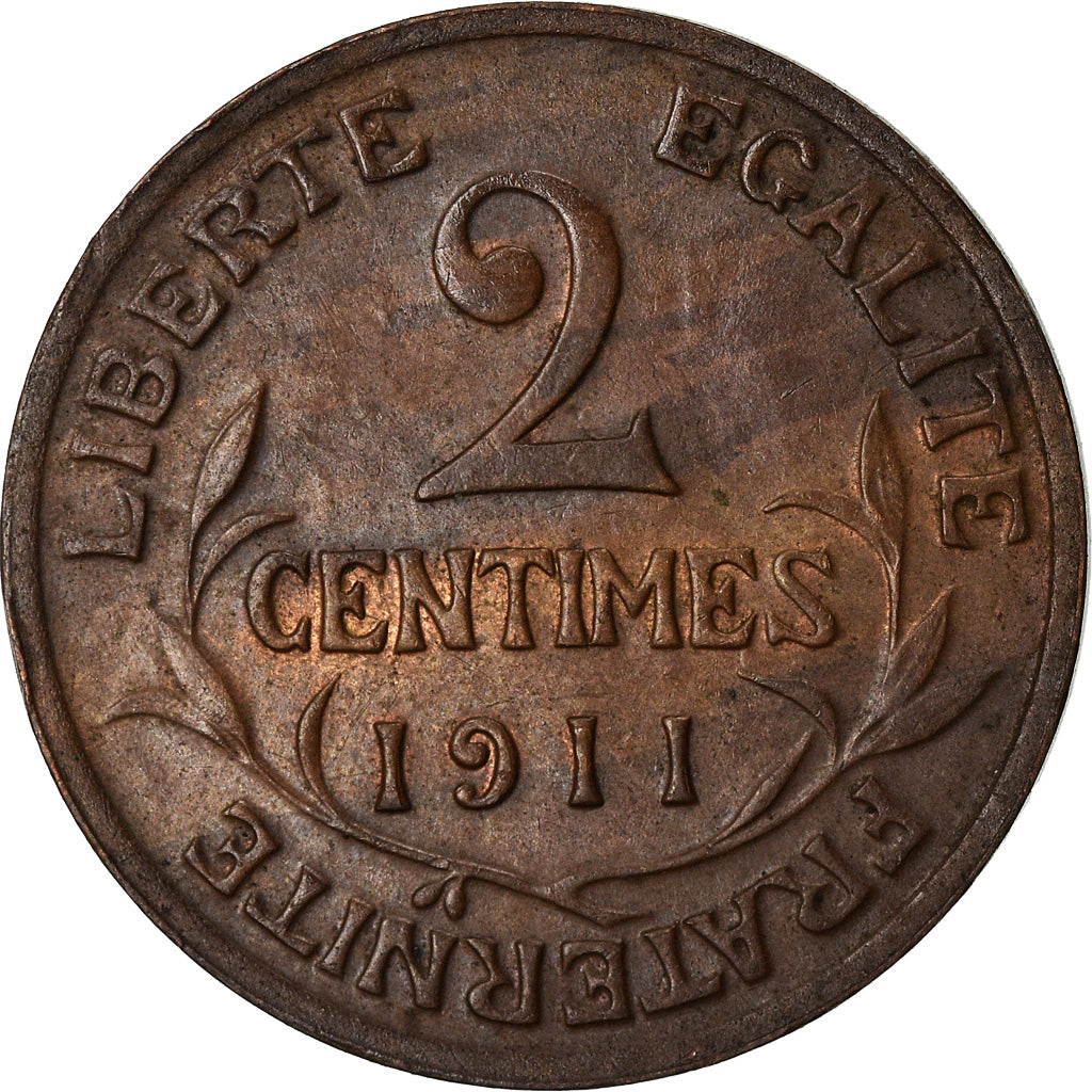 Moneda, Francia, Dupuis, 2 Centimes, 1911, Paris, MBC+, Bronce, KM:841
