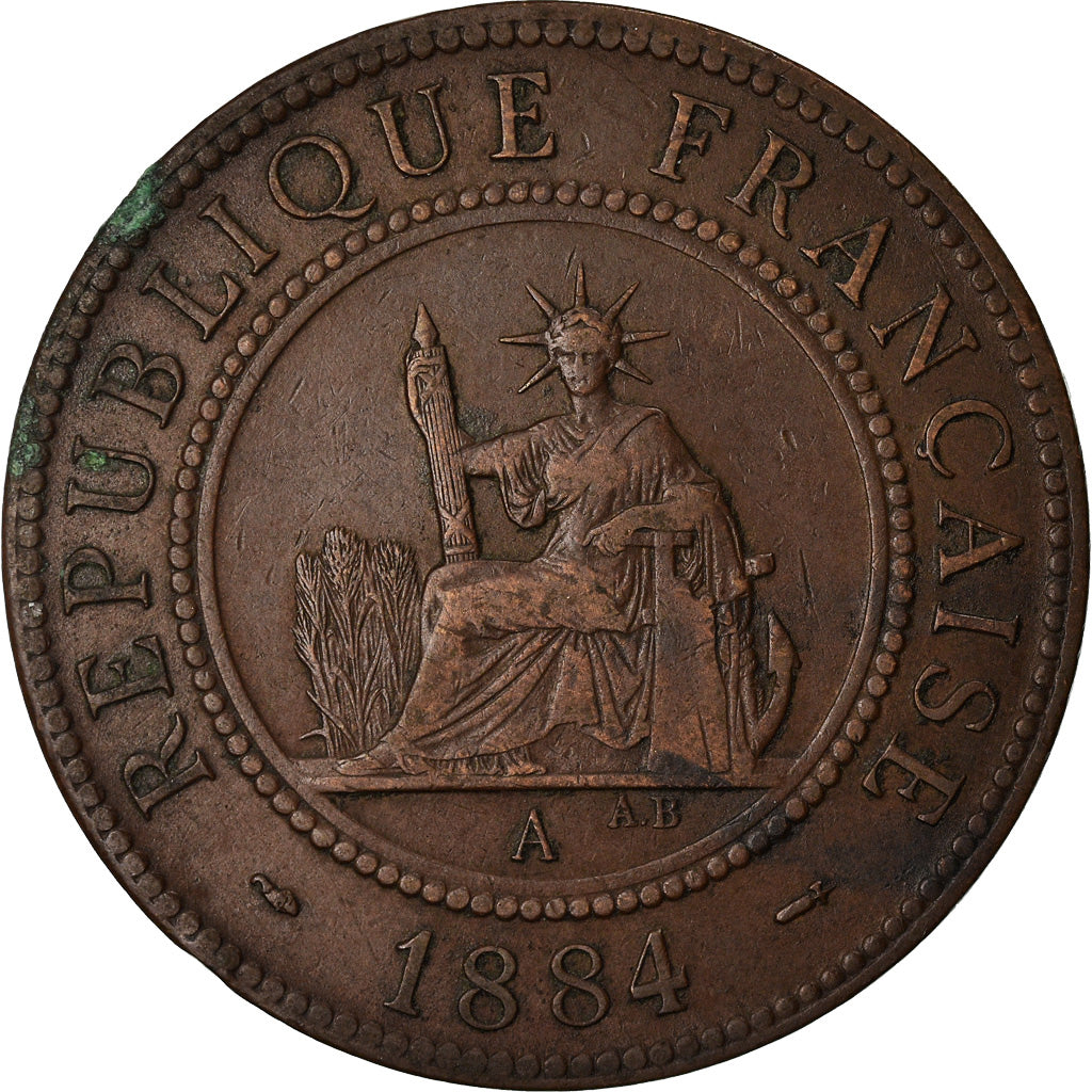 Moneta, Cocincina francese, Cent, 1884, Paris, MB+, Bronzo, KM:3