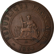 Moneta, Cocincina francese, Cent, 1884, Paris, MB+, Bronzo, KM:3