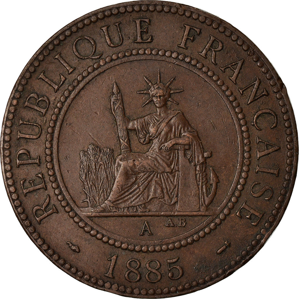 Coin, FRENCH INDO-CHINA, Cent, 1885, Paris, EF(40-45), Bronze, KM:1, Lecompte:37