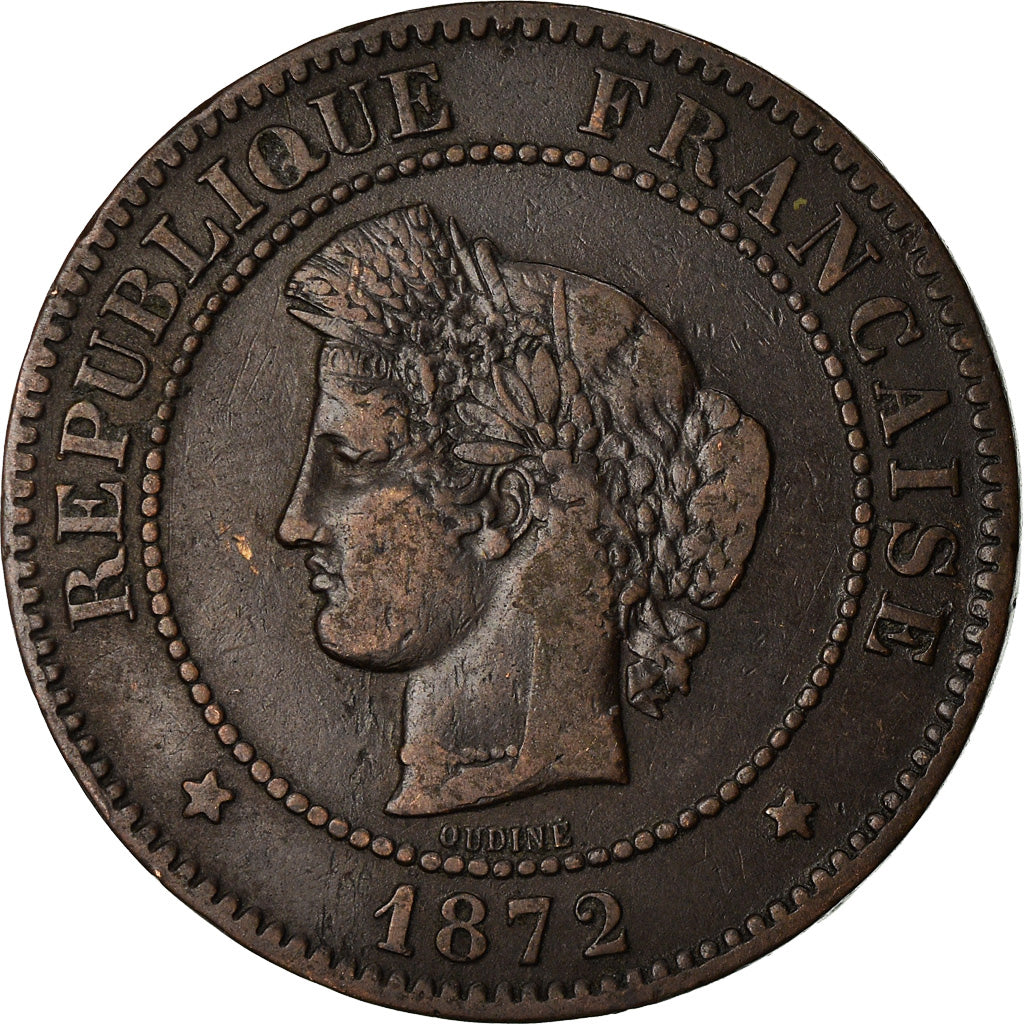 Coin, France, Cérès, 5 Centimes, 1872, Bordeaux, VF(20-25), Bronze, KM:821.2