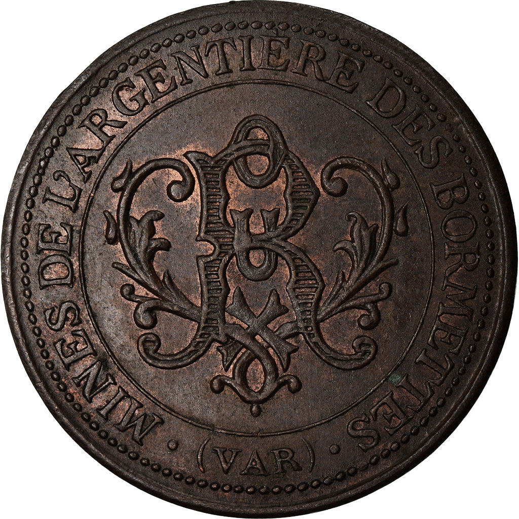 France, 5 Centimes, mines de l'argentiere des bormettes (Var), 1887, SUP, Cuivre