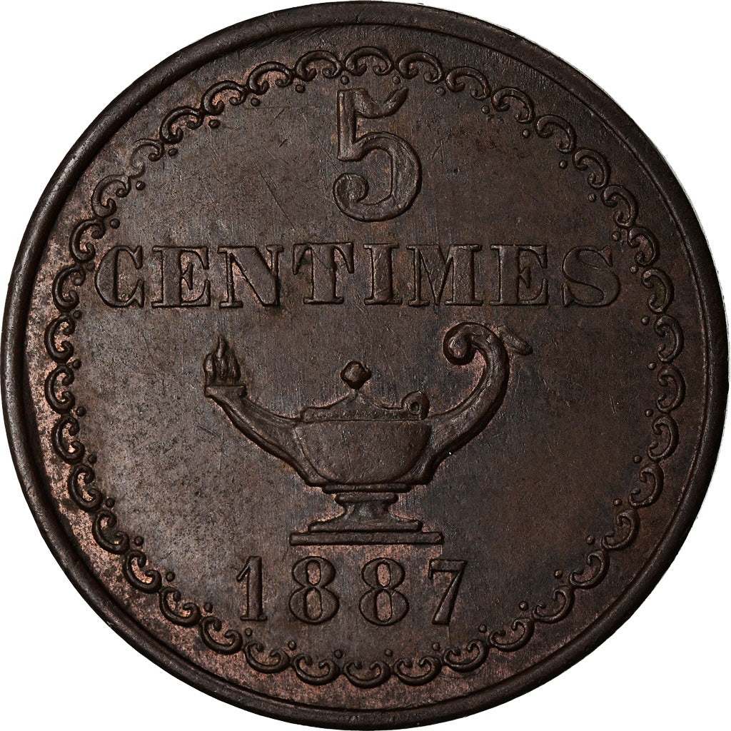 France, 5 Centimes, mines de l'argentiere des bormettes (Var), 1887, SUP, Cuivre