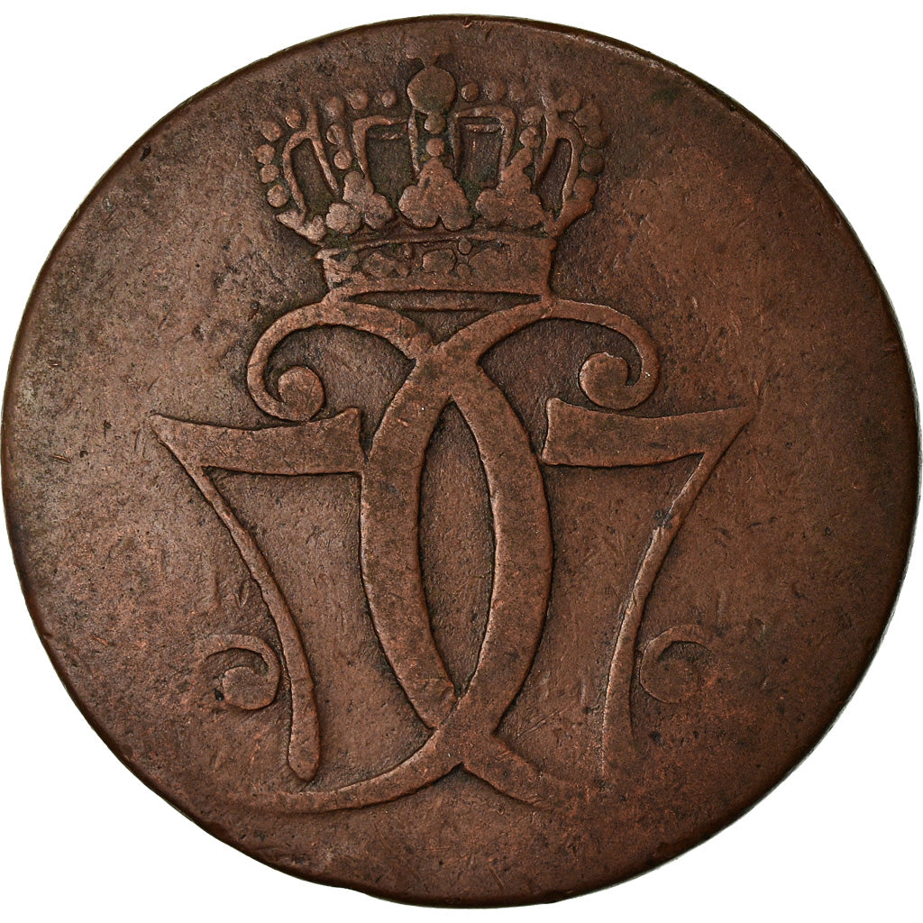 Coin, Denmark, Christian VII, Skilling, 1771, Copenhagen, VF(20-25), Copper