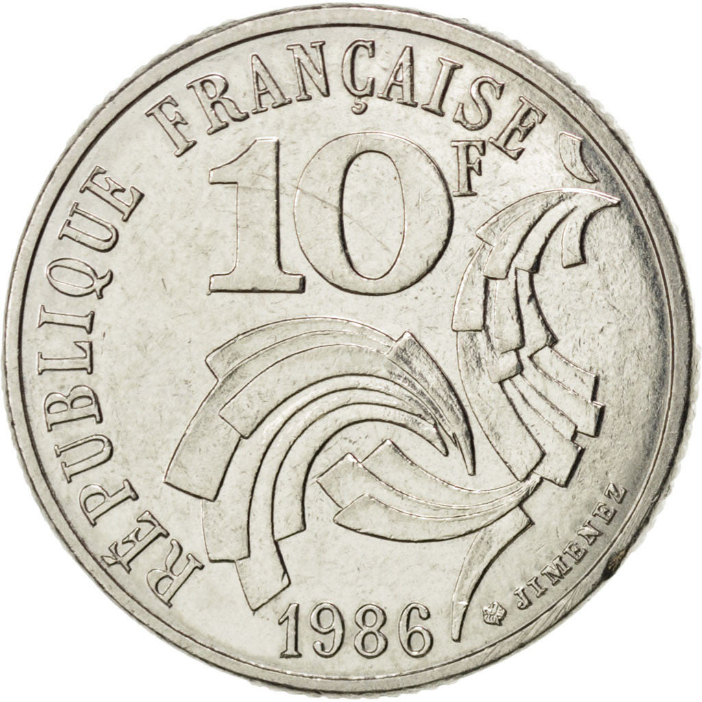 Coin, France, Jimenez, 10 Francs, 1986, AU(50-53), Nickel, KM:959, Gadoury:824