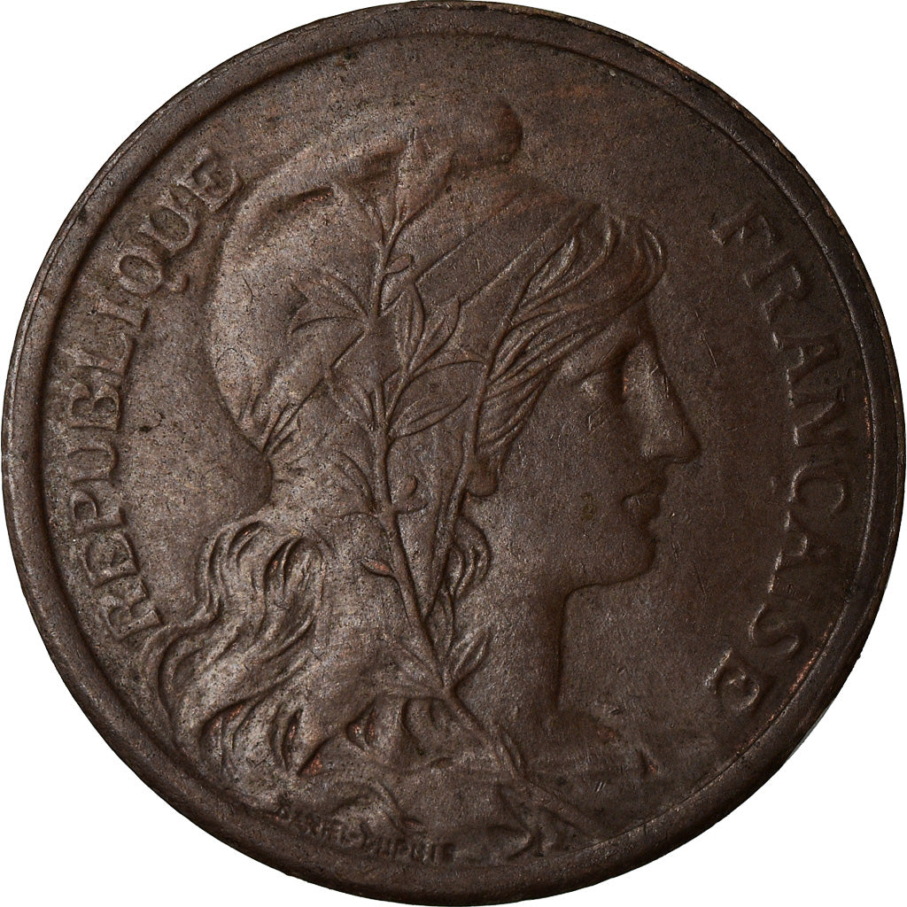 Munten, Frankrijk, Dupuis, 2 Centimes, 1911, Paris, error struck thru, ZF+