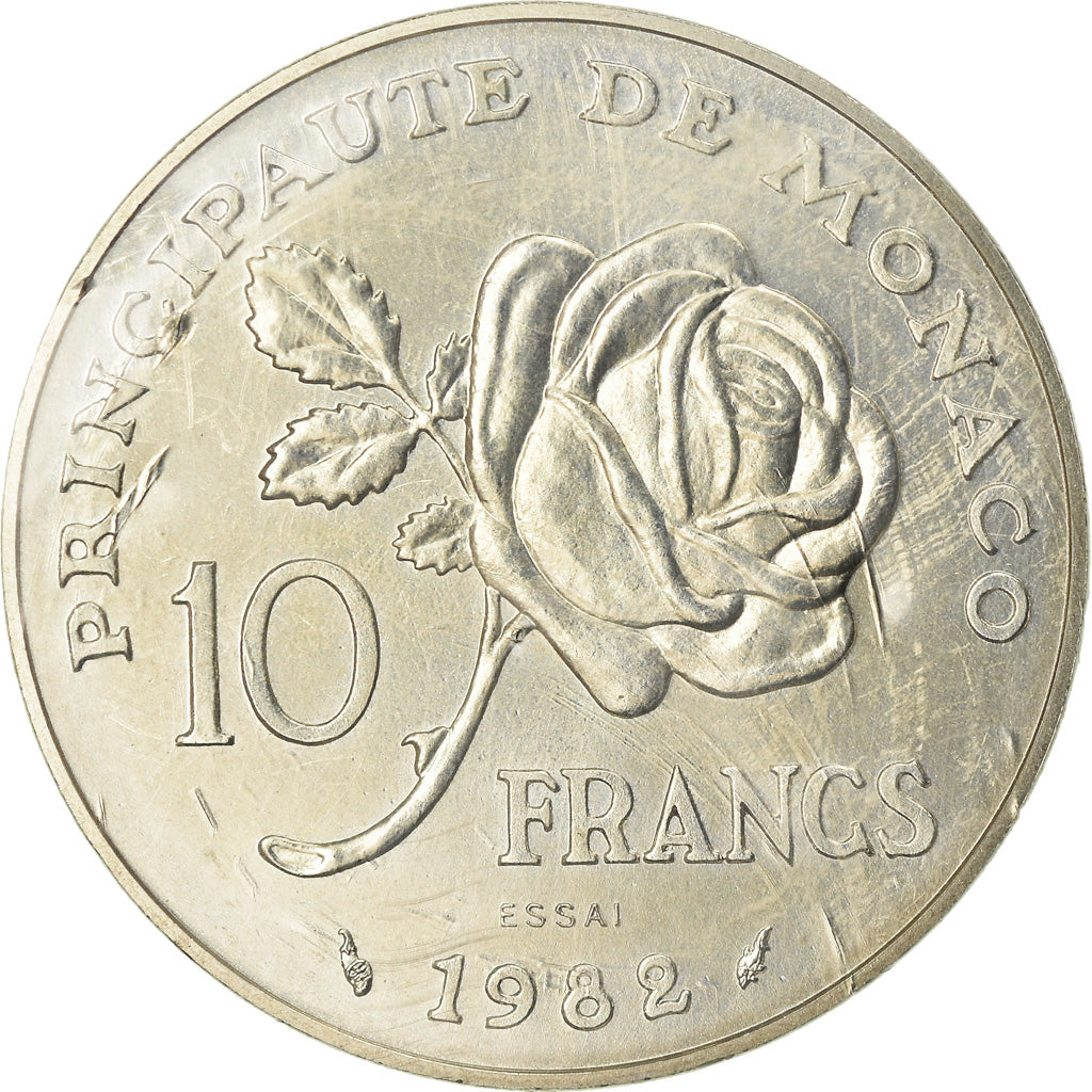 Moneta, Monaco, Grace de Monaco, 10 Francs, 1982, Pessac, ESSAI, FDC, Argento