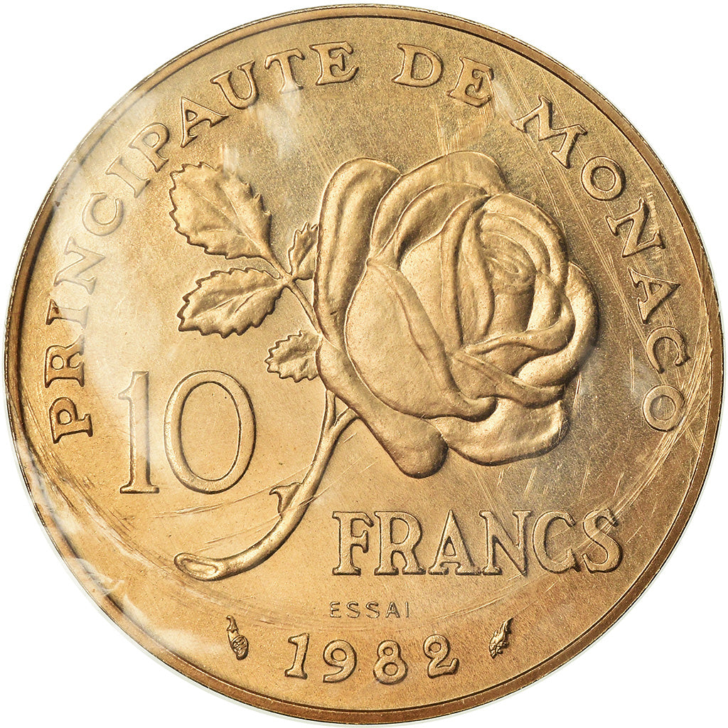 Moneta, Monaco, 10 Francs, 1982, ESSAI, FDC, Nichel-alluminio-bronzo, KM:E72
