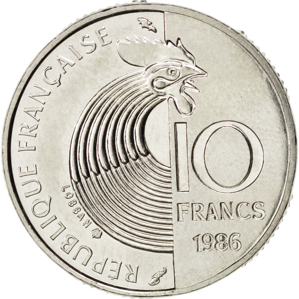 FRANCE, Schumann, 10 Francs, 1986, KM #958, MS(63), Nickel, 21, Gadoury #825,...