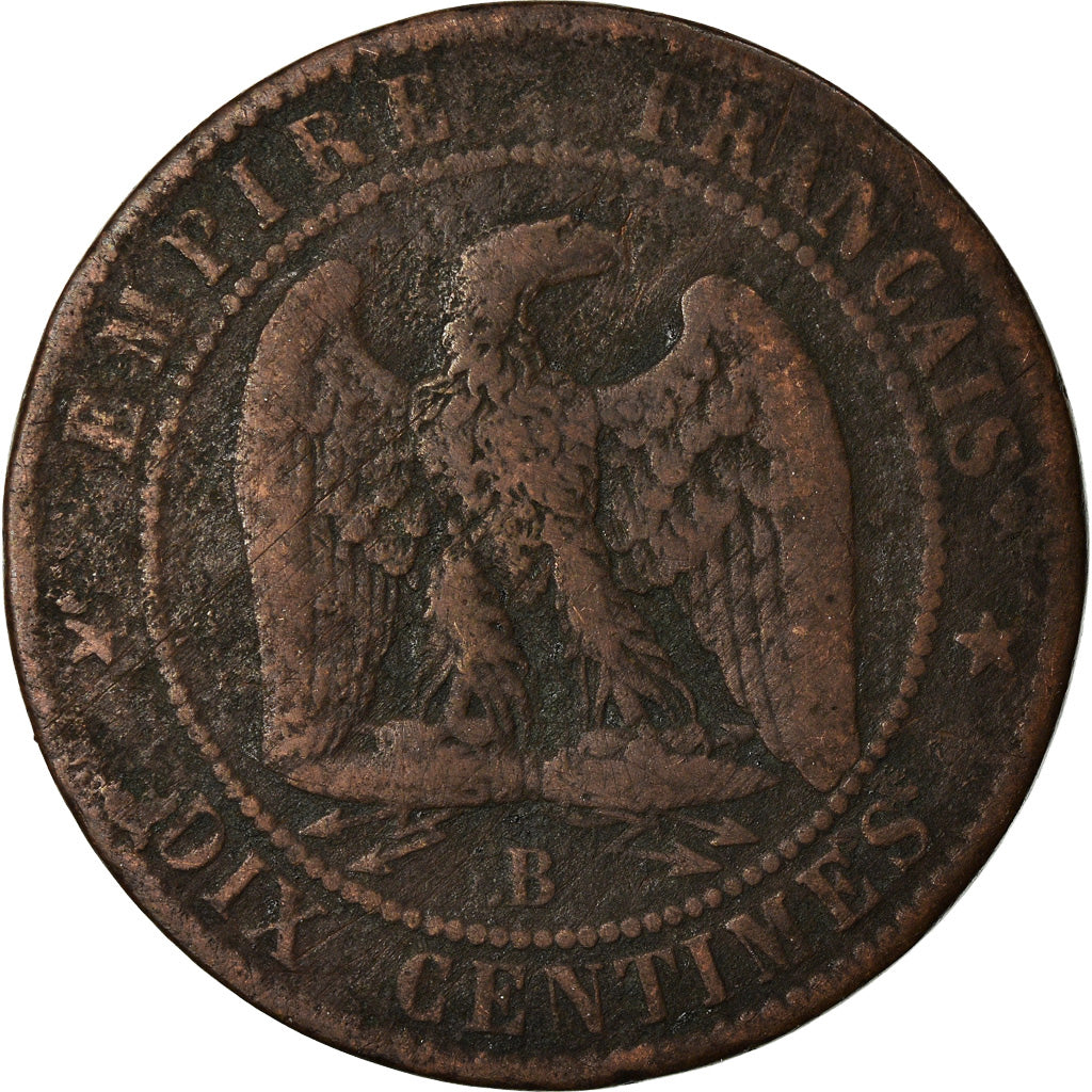 Moneda, Francia, Napoleon III, Napoléon III, 10 Centimes, 1855, Rouen, BC