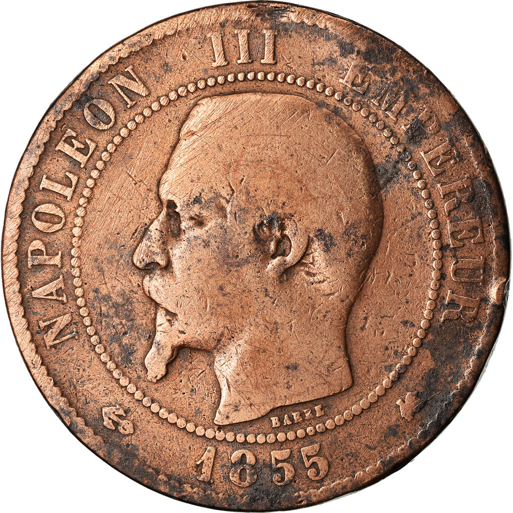 Moneta, Francja, Napoleon III, Napoléon III, 10 Centimes, 1855, Bordeaux