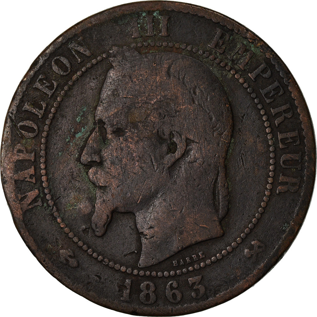 Monnaie, France, Napoleon III, Napoléon III, 10 Centimes, 1863, Bordeaux, B+