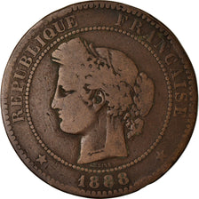 Moneta, Francia, Cérès, 10 Centimes, 1888, Paris, MB, Bronzo, KM:815.1