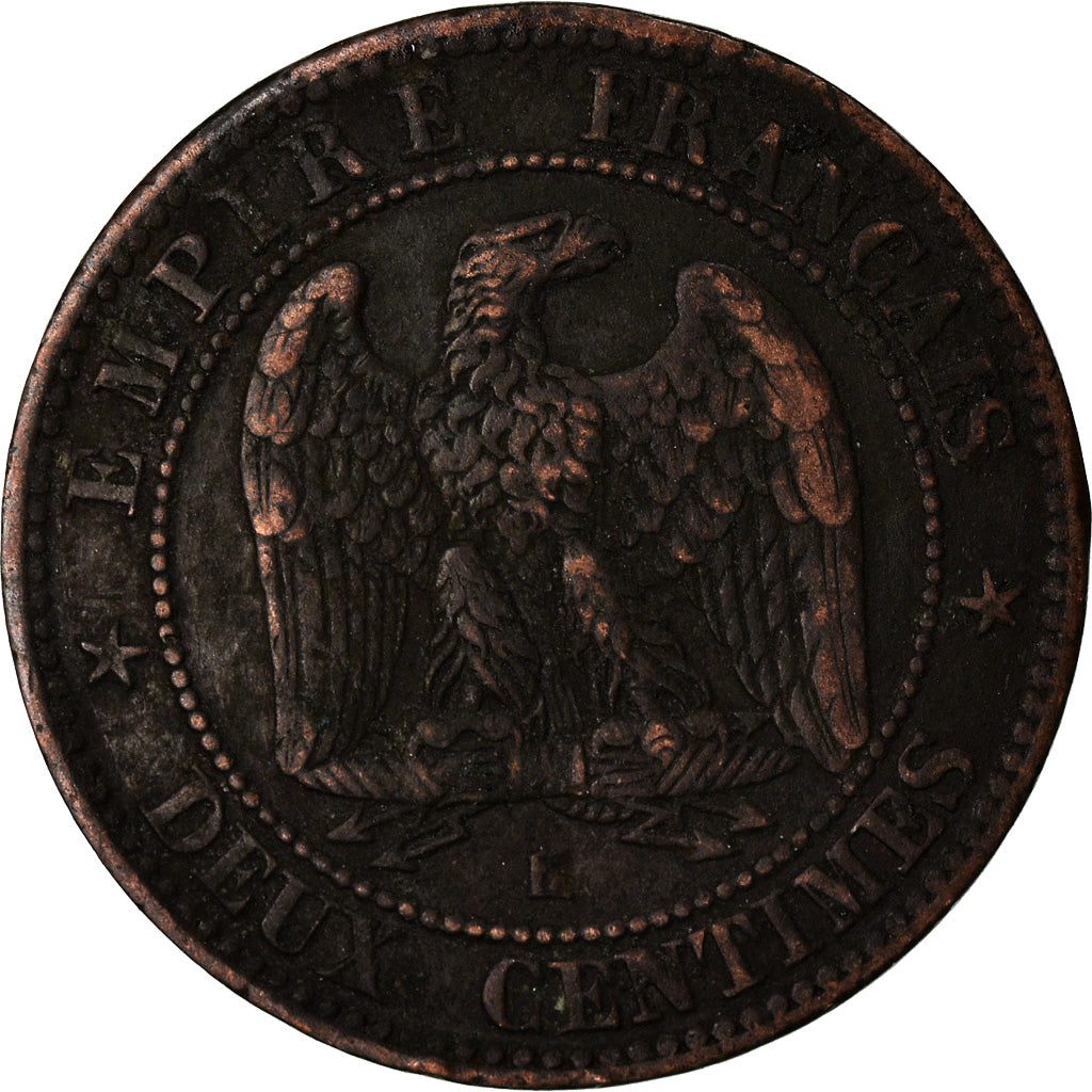Moeda, França, Napoleon III, 2 Centimes, 1862, Bordeaux, VF(30-35)