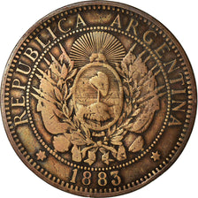 Moneta, Argentina, 2 Centavos, 1883, MB+, Bronzo, KM:33