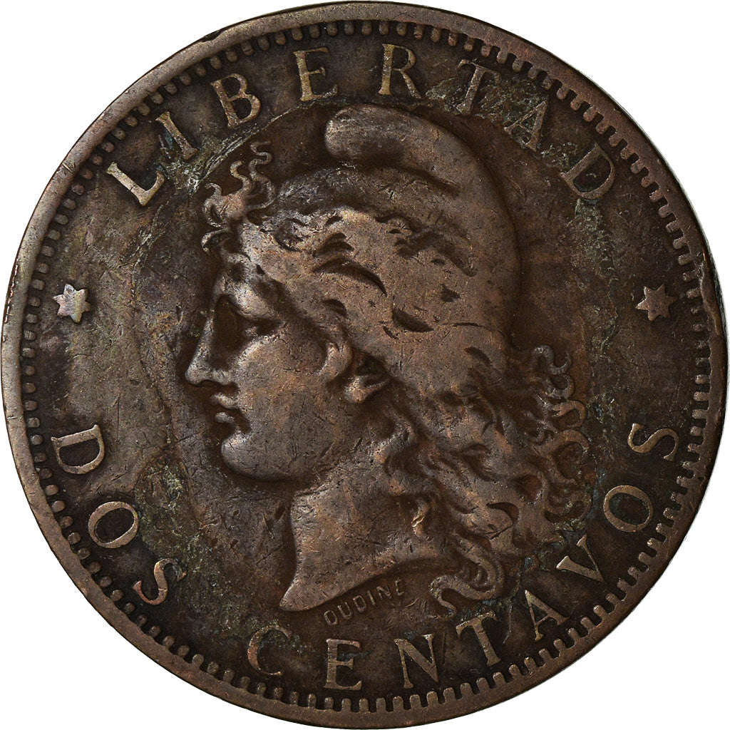 Moneta, Argentina, 2 Centavos, 1883, MB+, Bronzo, KM:33