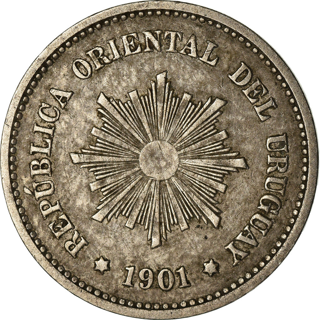 URUGUAY, 5 Centesimos, 1901, Uruguay Mint, KM #21, EF(40-45), Copper-Nickel,...