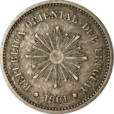 URUGUAY, 5 Centesimos, 1901, Uruguay Mint, KM #21, EF(40-45), Copper-Nickel,...
