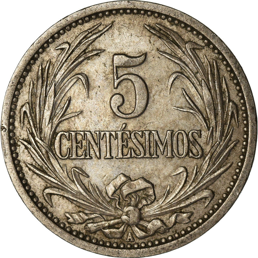 URUGUAY, 5 Centesimos, 1901, Uruguay Mint, KM #21, EF(40-45), Copper-Nickel,...