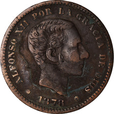 Munten, Spanje, Alfonso XII, 5 Centimos, 1878, Madrid, FR+, Bronze, KM:674