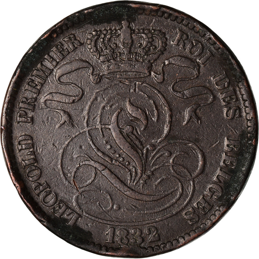 Münze, Belgien, Leopold I, 10 Centimes, 1832, S+, Kupfer, KM:2.1