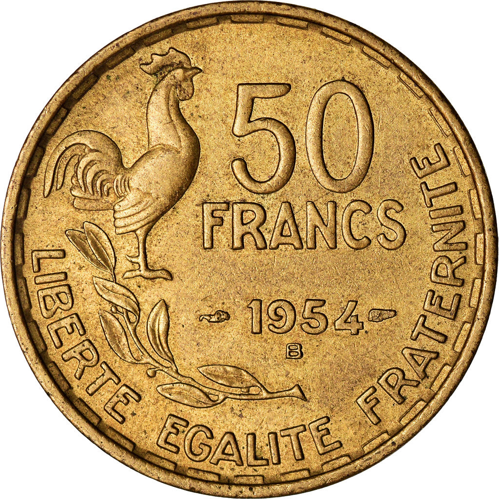 Moneta, Francja, Guiraud, 50 Francs, 1954, Beaumont - Le Roger, AU(50-53)