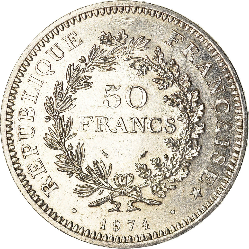 Moneda, Francia, Hercule, 50 Francs, 1974, Paris, EBC, Plata, KM:941.1