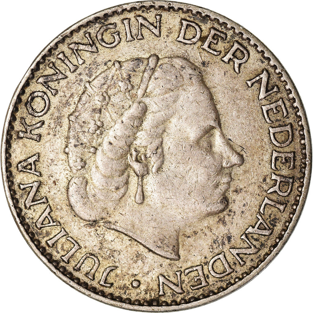 Coin, Netherlands, Juliana, Gulden, 1957, AU(50-53), Silver, KM:184
