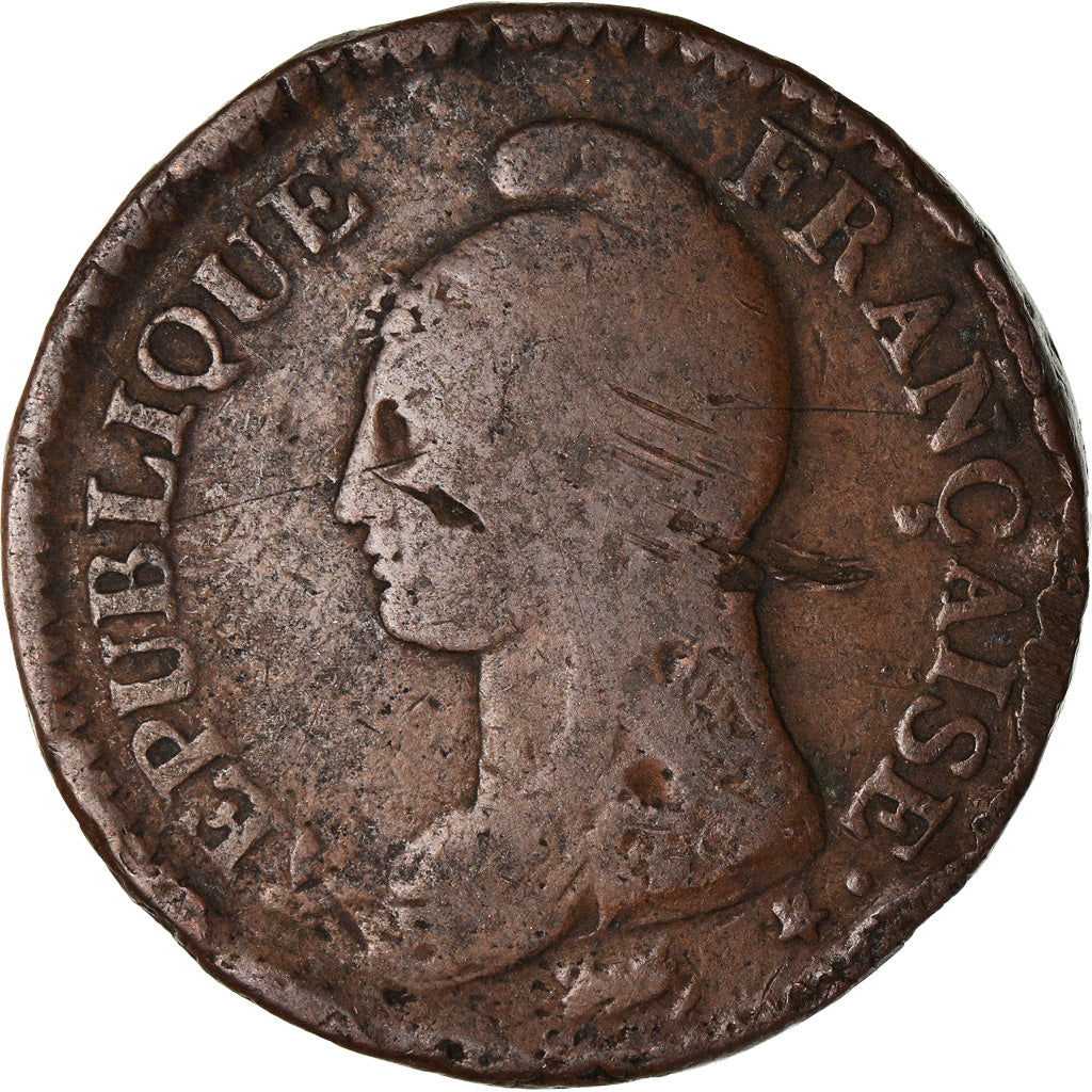 Coin, France, Dupré, Decime, AN 7, Paris, VF(20-25), Bronze, KM:644.1, Le