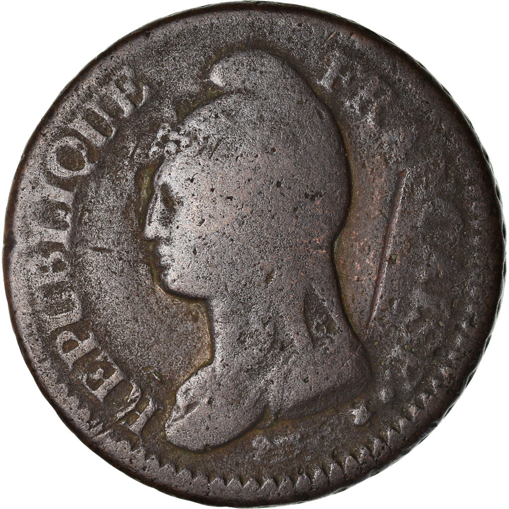 Moneta, Francja, Dupré, Decime, AN 8, Strasbourg, VF(20-25), Bronze, KM:644.4