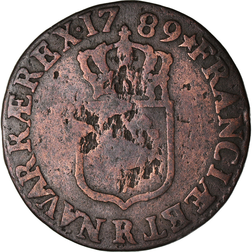 Münze, Frankreich, Louis XVI, 1/2 Sol ou 1/2 sou, 1/2 Sol, 1789, Orléans, S