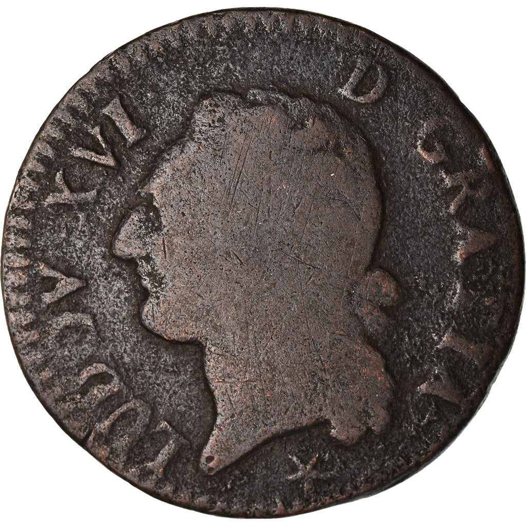 Münze, Frankreich, Louis XVI, 1/2 Sol ou 1/2 sou, 1/2 Sol, 1791, Lille, SGE+