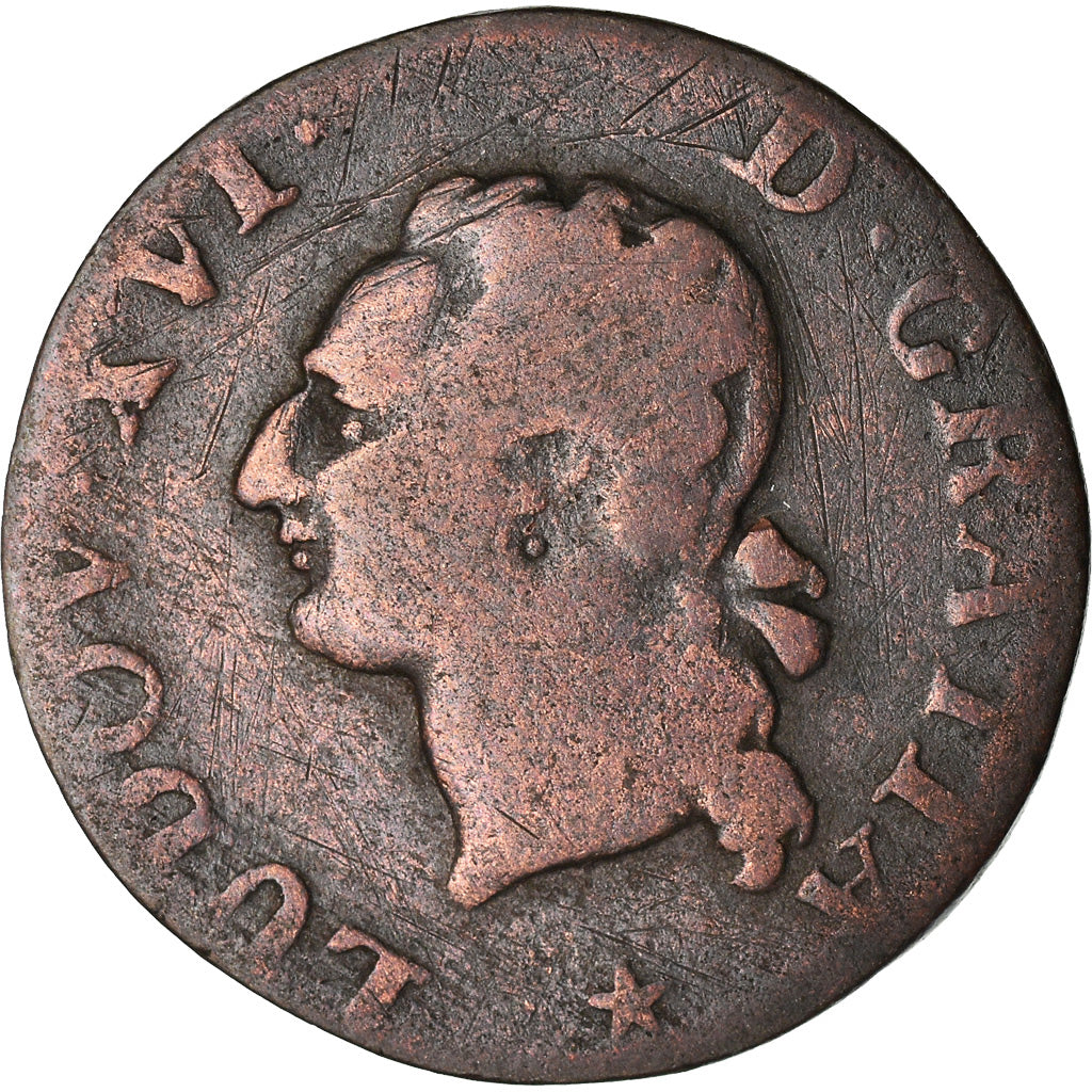Moneda, Francia, Louis XVI, Liard, Liard, 1788, Lille, BC+, Cobre, KM:585.14