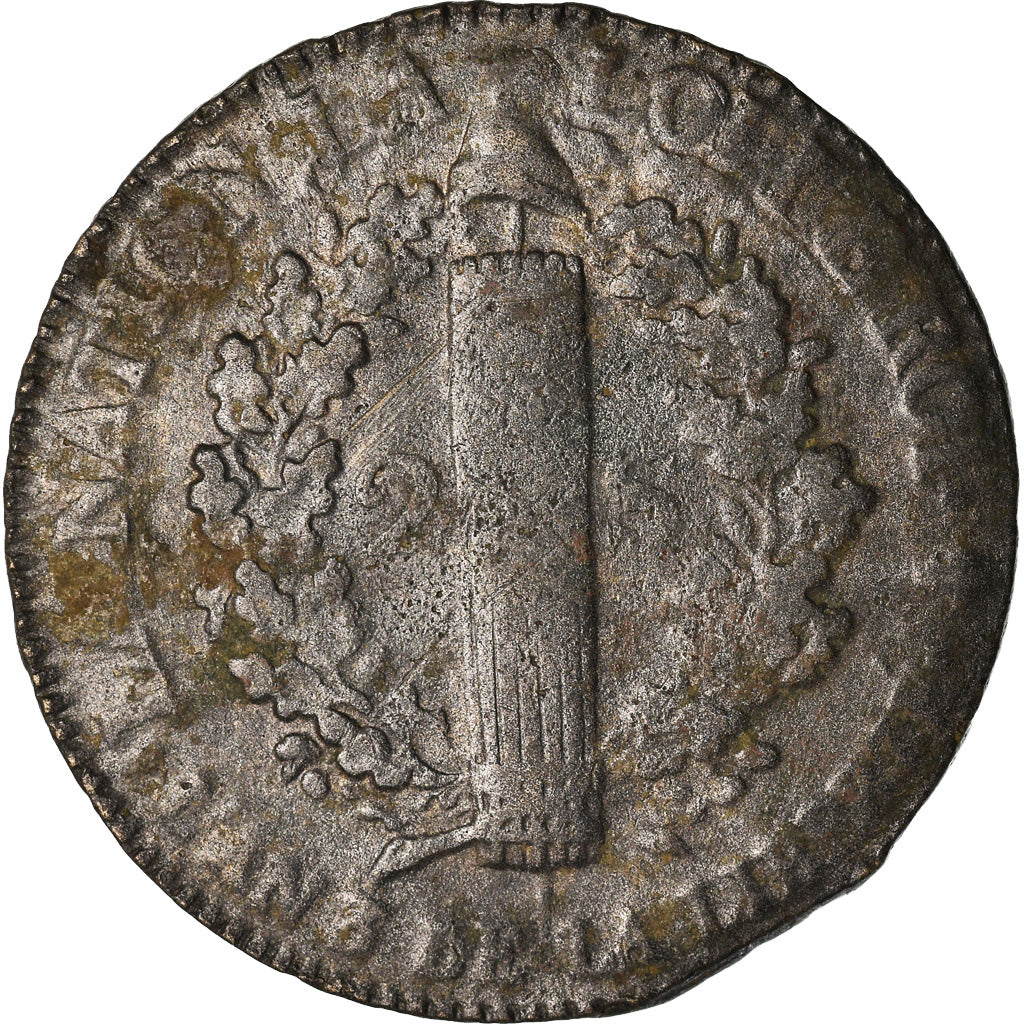 Moeda, França, Louis XVI, 2 Sols, 1791, Paris, VF(20-25), Bronze, KM:603.1