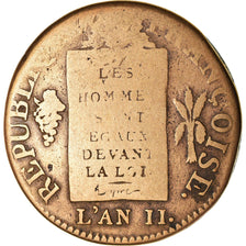 Moneta, Francja, Sol aux balances françoise, Sol, 1793, Metz, F(12-15), Bronze