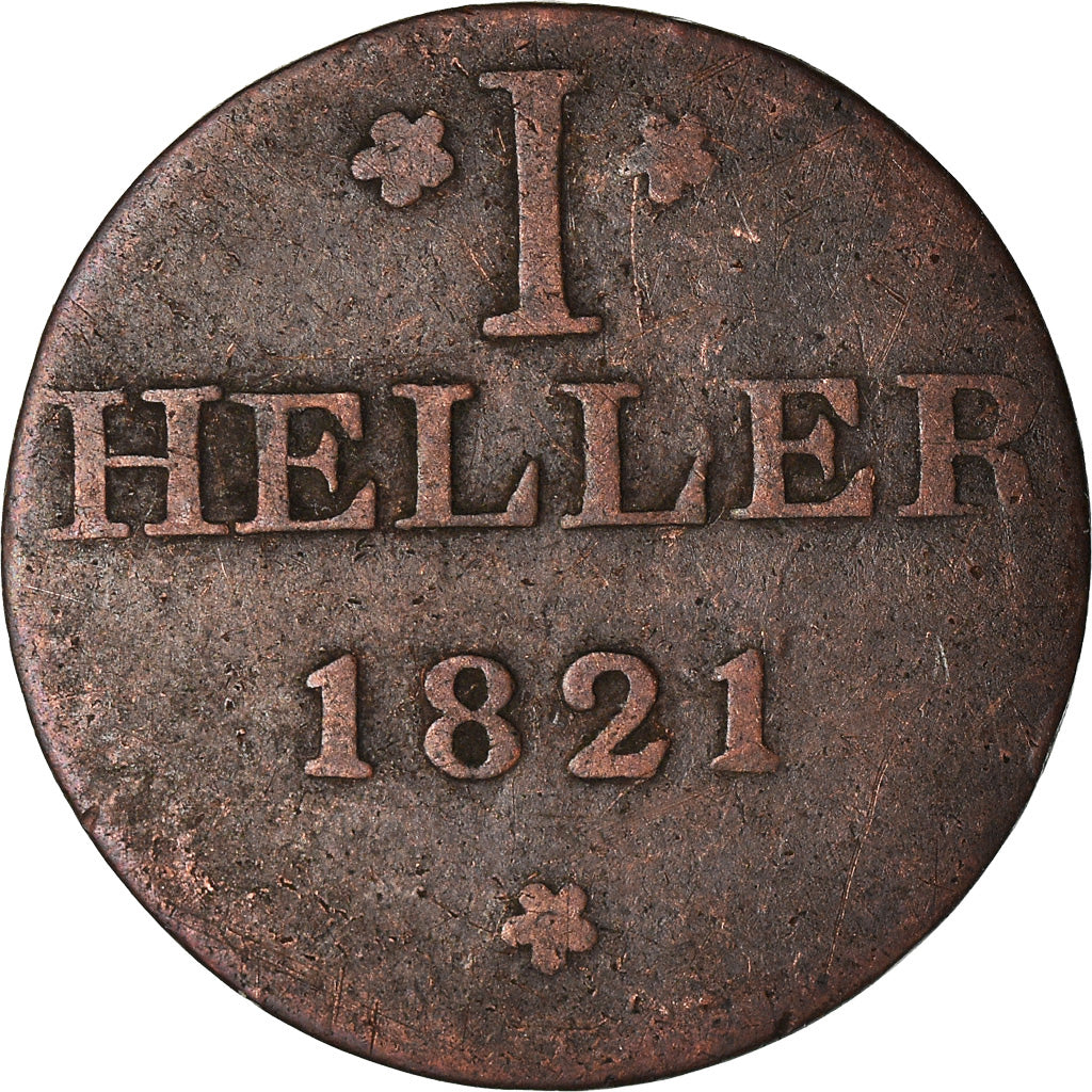 Münze, Deutsch Staaten, FRANKFURT AM MAIN, Heller, 1821, S, Kupfer, KM:301