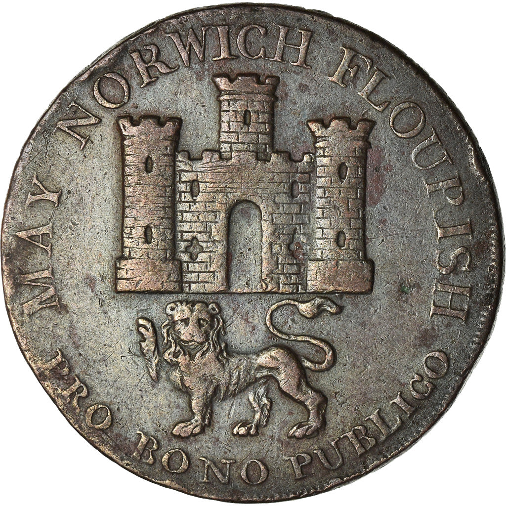Moneta, Gran Bretagna, Norfolk, Halfpenny Token, 1792, Norwich, MB+, Rame