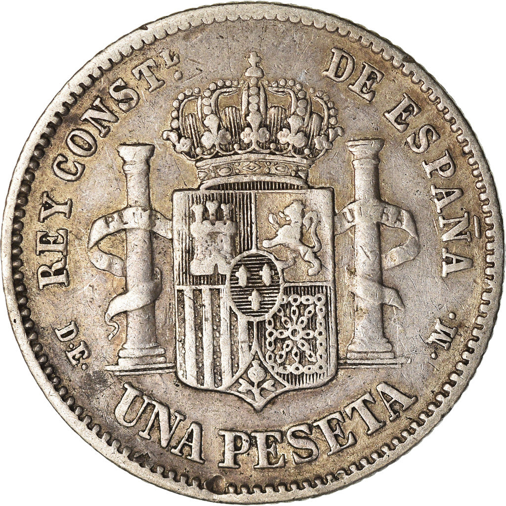 Moneta, Hiszpania, Alfonso XII, Peseta, 1876, Madrid, VF(30-35), Srebro, KM:672