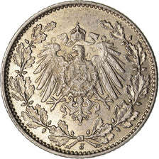 Moneta, GERMANIA - IMPERO, 1/2 Mark, 1914, Hambourg, SPL, Argento, KM:17