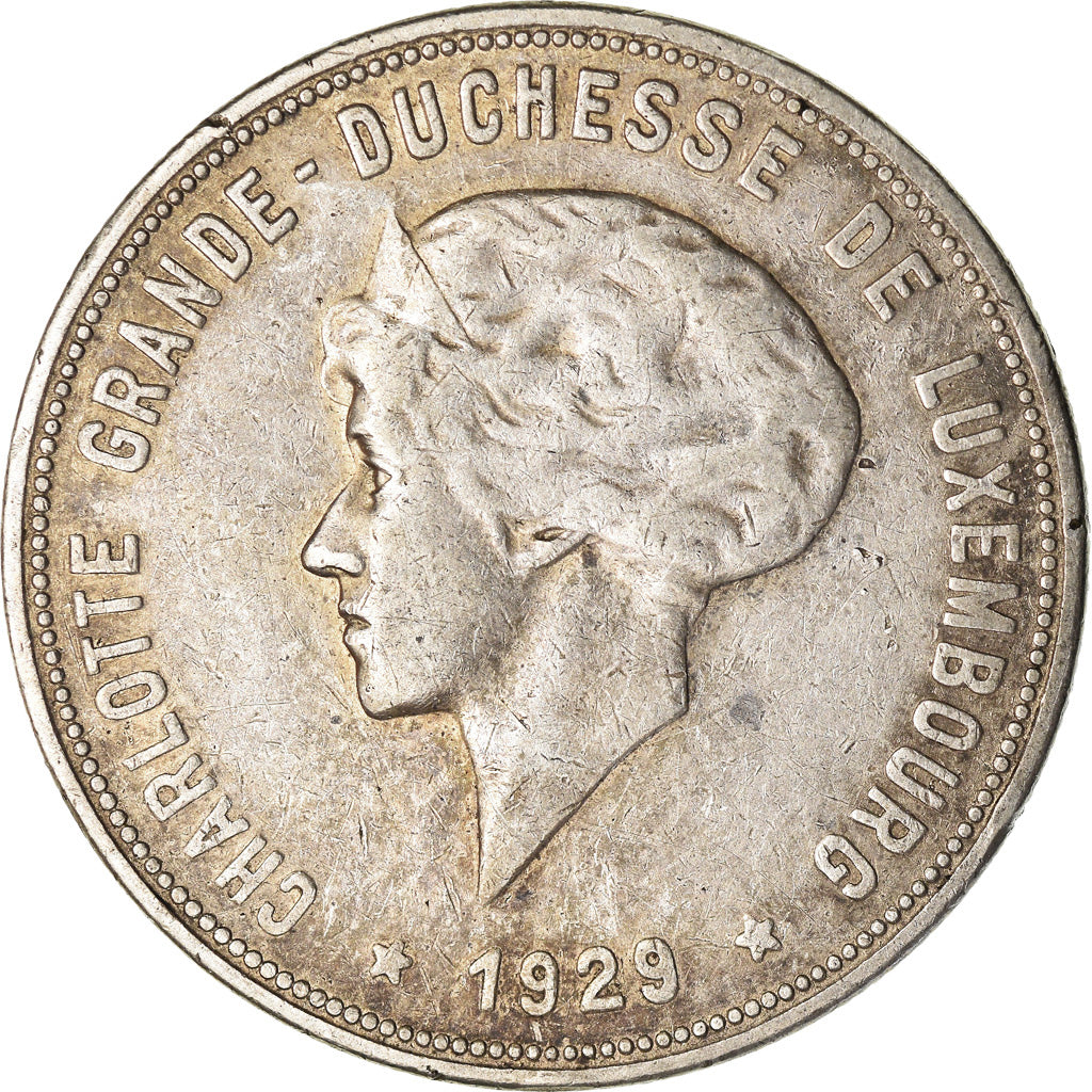 Lussemburgo, Charlotte, 10 Francs, 1929, BB, Argento, KM:39