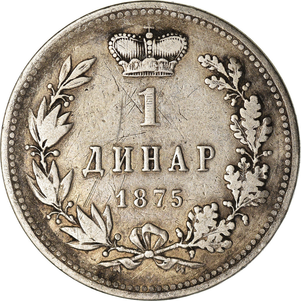 Münze, Serbien, Milan I, Dinar, 1875, S+, Silber, KM:5