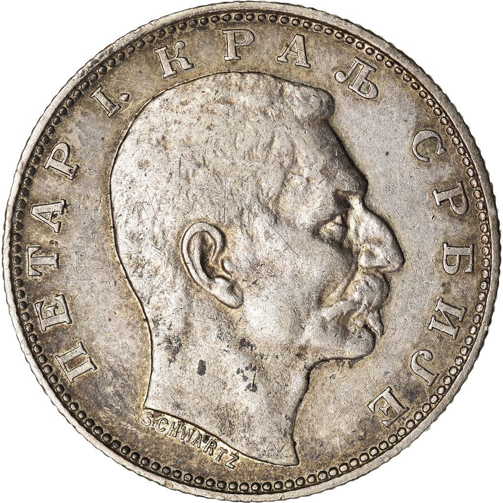 Moneta, Serbia, Peter I, Dinar, 1904, BB+, Argento, KM:25.1