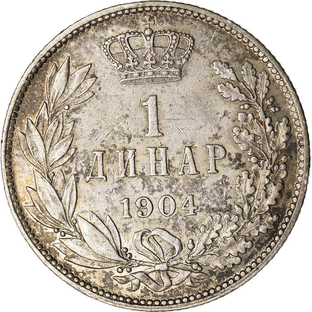 Moneta, Serbia, Peter I, Dinar, 1904, BB+, Argento, KM:25.1