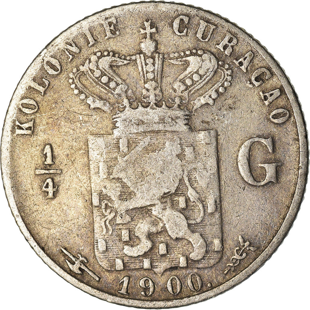 Monnaie, Curacao, Queen Wilhelmina, 1/4 Gulden, 1900, TB+, Argent, KM:35