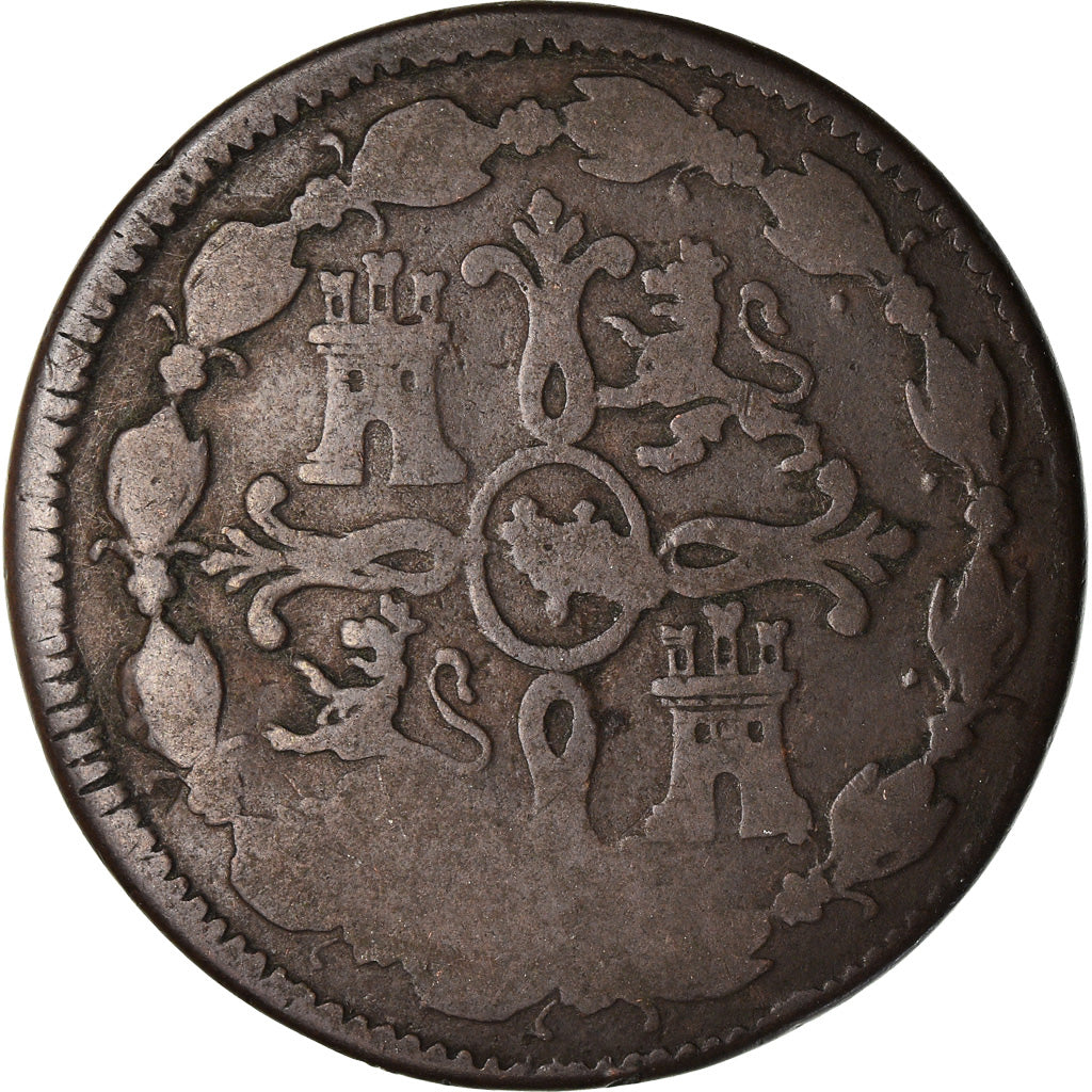 Moneda, España, Ferdinand VII, 8 Maravedis, 1819, Jubia, BC+, Cobre, KM:491