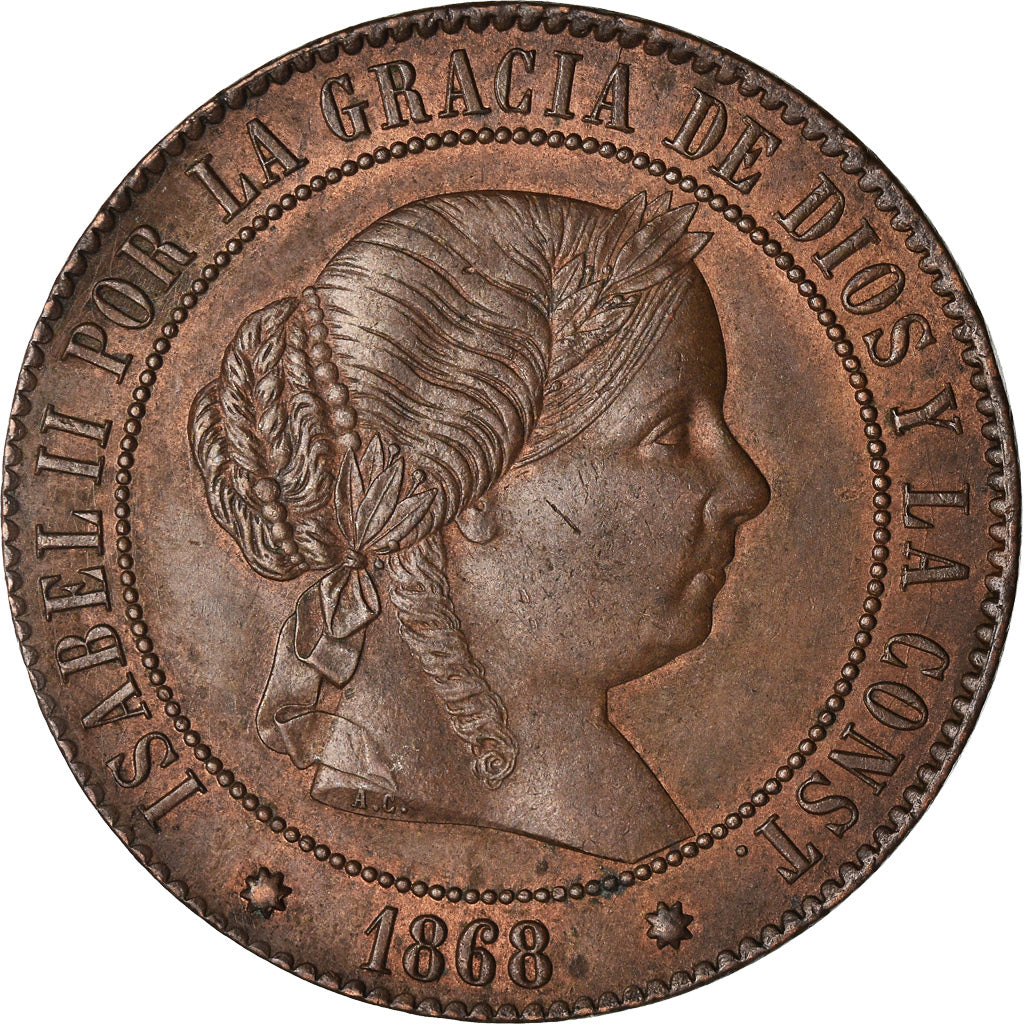 Moneta, Spagna, Isabel II, 5 Centimos, 1868, Madrid, SPL-, Rame, KM:635.5