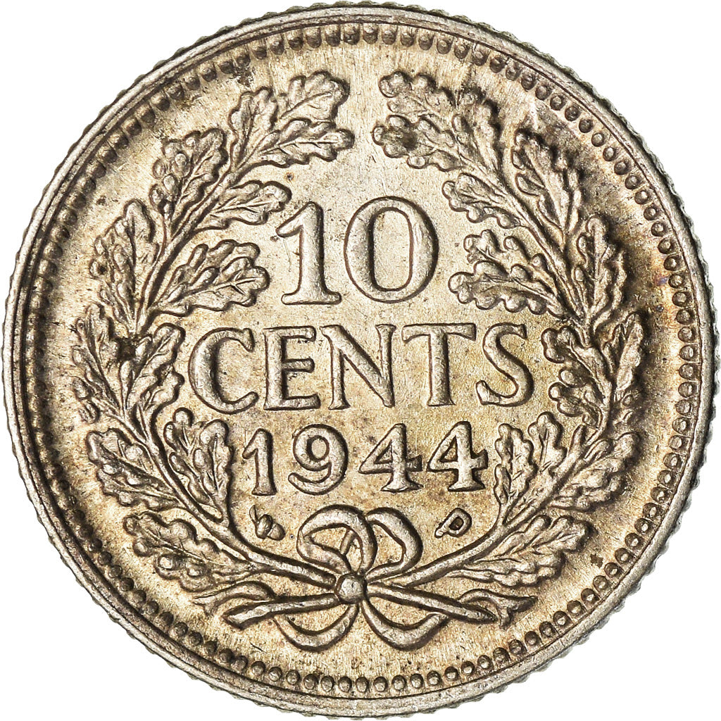 Moneta, Paesi Bassi, Wilhelmina I, 10 Cents, 1944, Denver, SPL, Argento, KM:163