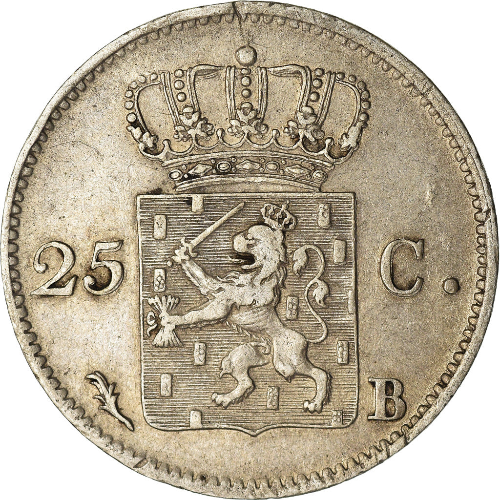 Moneta, Paesi Bassi, William I, 25 Cents, 1824, Brussels, BB, Argento, KM:48