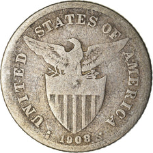 Münze, Philippinen, 20 Centavos, 1908, S, Silber, KM:170